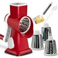 thumbnail image 1 of Jiarui Rotary Cheese Grater with Handle Vegetable Cheese Shredder Slicer Grater for Kitchen 3 Changeable Blades for Cheese Potato Zucchini Nuts Chocolate - Red, 1 of 6