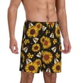 thumbnail image 2 of Sikiie Sunflowers And Bww Mens Pajama Shorts, Lightweight Lounge Pant with Pockets Soft Sleep Pj Shorts for Men4X-Large, 2 of 6