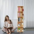 thumbnail image 4 of 5 Tier Rotating Bookshelf 360 Display Floor Standing Bookcase Storage Rack for Kids&Adults Spinning Bookshelf Multi-Functional Wooden Bookshelf Organizer, 4 of 14