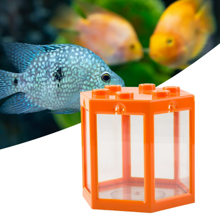 Anvazise Fish Tank Transparent with Air Vent Clear Goldfish Small Betta Fish Tank for Home Use Orange Square