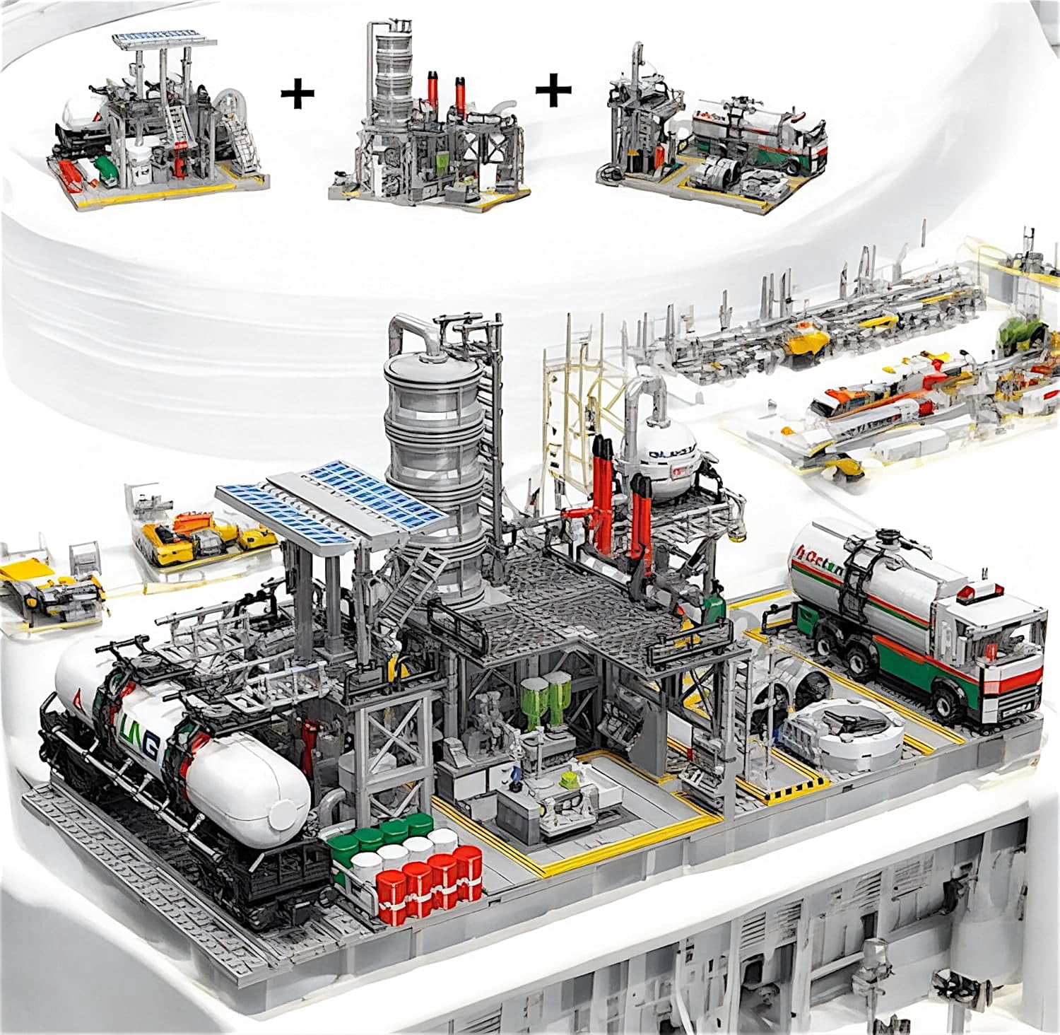 Honchoes Natural Gas Transportation Station Building Set Toy for Adults Boys Compatible with Lego Architecture Model 721Pcs