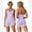 Lilac, variant on IDOPIP Workout Sets for Women 2 Piece Seamless Impact Longline Strappy Halter Sports Bra Tank Top Scrunch Butt High Waist Biker Shorts Gym Set Yoga Outfit