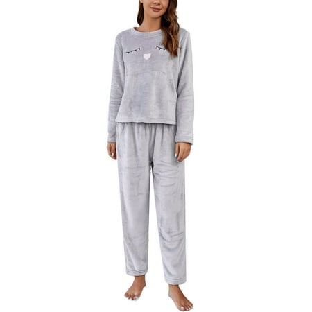 

Thickened Sleepwear Womens Homewear 2 Piece Set Flannel Fleece Winter Long Pajamas Long Sleeve Shorts Pajama Set