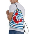 thumbnail image 3 of Kdxio Red Funny Crab on Blue Stripe Print Drawstring Backpack Bag,Waterproof Draw String Back Sack, Gym Drawstring Bags Swim Bag For Unisex, 3 of 9