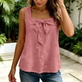 thumbnail image 5 of Kilaqueen Womens Bow Tie Front Tank Tops Summer Dressy Solid Color Square Neck Sleeveless Tunic Blouses Lightweight Loose Fit Casual Going Out Cami Gauze Shirts, 5 of 6