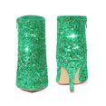 thumbnail image 5 of BLISSFUL STEP Pointed Toe Stiletto Heel Glitter Ankle Boots for Women Shamrock Green 5.5, 5 of 6