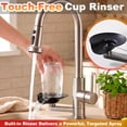 thumbnail image 3 of Sunrinx Brushed Nickel 3-in-1 Kitchen Sink Faucet,High-Arc Design Kitchen Faucet with Pull-Down Sprayer, 3 Function Spray Modes Kitchen Faucets for Modern Kitchen with Press-Type Glass Rinser, 3 of 10