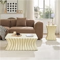 thumbnail image 5 of JERFIT Vintage Beige Fiberglass Coffee Table Set for Living Room, 2-Piece No Assembly Required Nesting Tables with Distressed Texture, 5 of 8