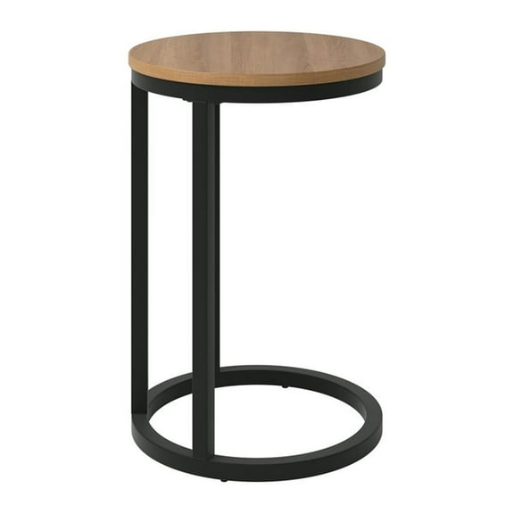 CorLiving Fort Worth Round Brown Engineered Wood Grain Side Table