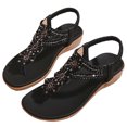 thumbnail image 1 of Sandalias de playa informales con diamantes de imitación a la moda sandalias de cuña con correa en T para mujer, 1 of 9