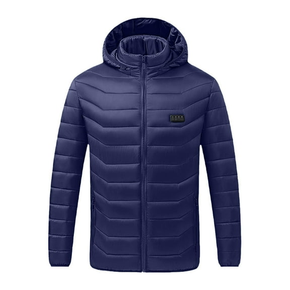 Penkiiy Heated Jacket for Women Men 23 Zones Heated Hoodie Winter Soft Puffer Windproof Coat USB Charging Body Warmer Unisex L Blue