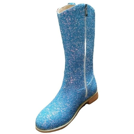 

DabuLiu Women s Winter Warm Side Zipper Round Toe High Cotton Boots With Sequins