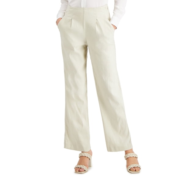 Alfani High Waist Linen Pants Oatmeal 12