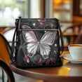 thumbnail image 3 of LedBack Leather Sling Bag for Women, Butterfly Print Crossbody Hobo Bag Satchel Purse with Adjustable Strap, Multi Pocket Messenger Bag for Travel Shopping, Black, 3 of 7