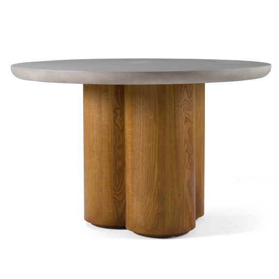 Modrest Bateman - Modern Faux Concrete   Walnut Round Dining Table