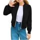 thumbnail image 2 of Cowsor Girls Bomber Jacket Coat Casual Stand Collar Zip Up Lightweight Fall Fashion Jackets Outfits with Pockets, 2 of 7