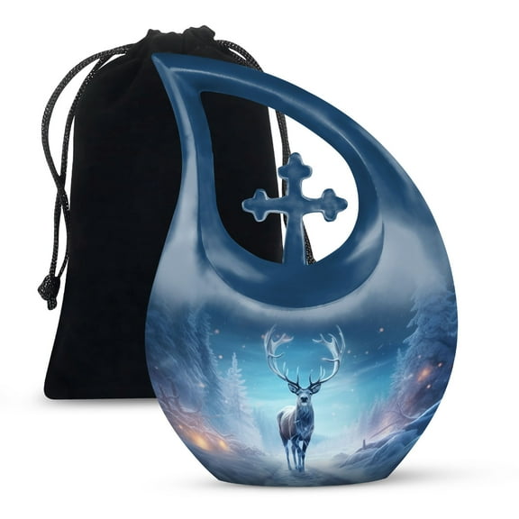 JAGSHASHI Majestic Deer Funeral Urns For Ashes Adult - Urns For Human Ashes Large - Urns For Cremation Ashes Female - Adult Funeral Urn - 10 Inch With Velvet Bag - Cremation Urns For Human Ashes