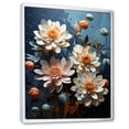 thumbnail image 2 of Designart "Moonlit Blooms Of White And Blue Zinnias II" Zinnias Floater Framed Canvas Art Print, 2 of 5