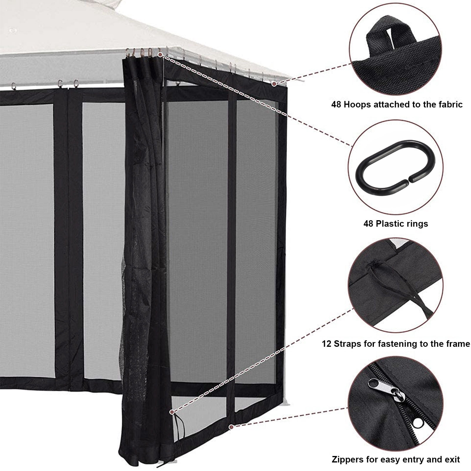 SHANNA 12’ x 12’ Replacement Mosquito Netting Gazebo, Durable