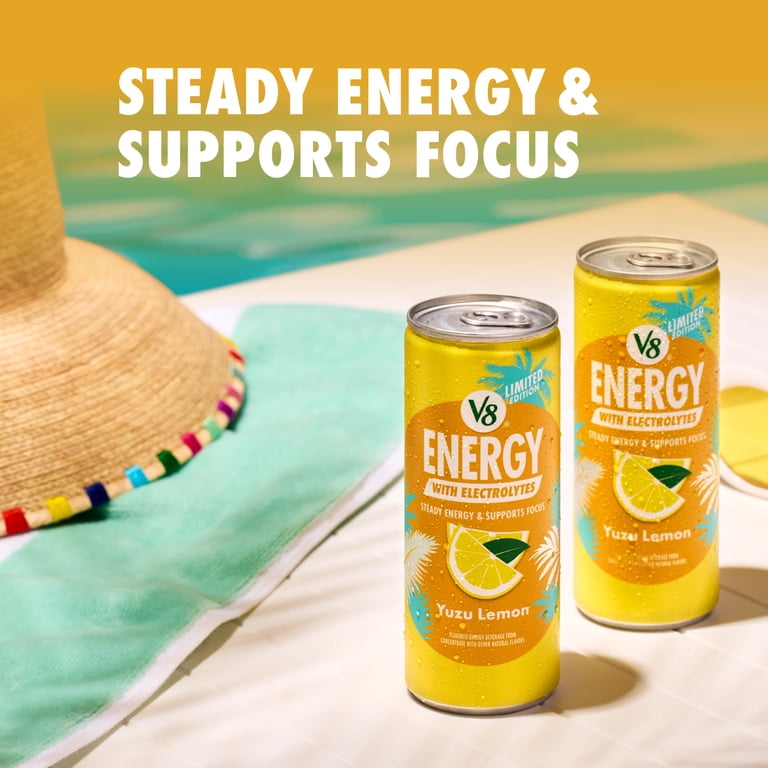V8 Juice, Energy Drink, Yuzu Lemon, 8 fl oz Can, 6 pack - Walmart.com