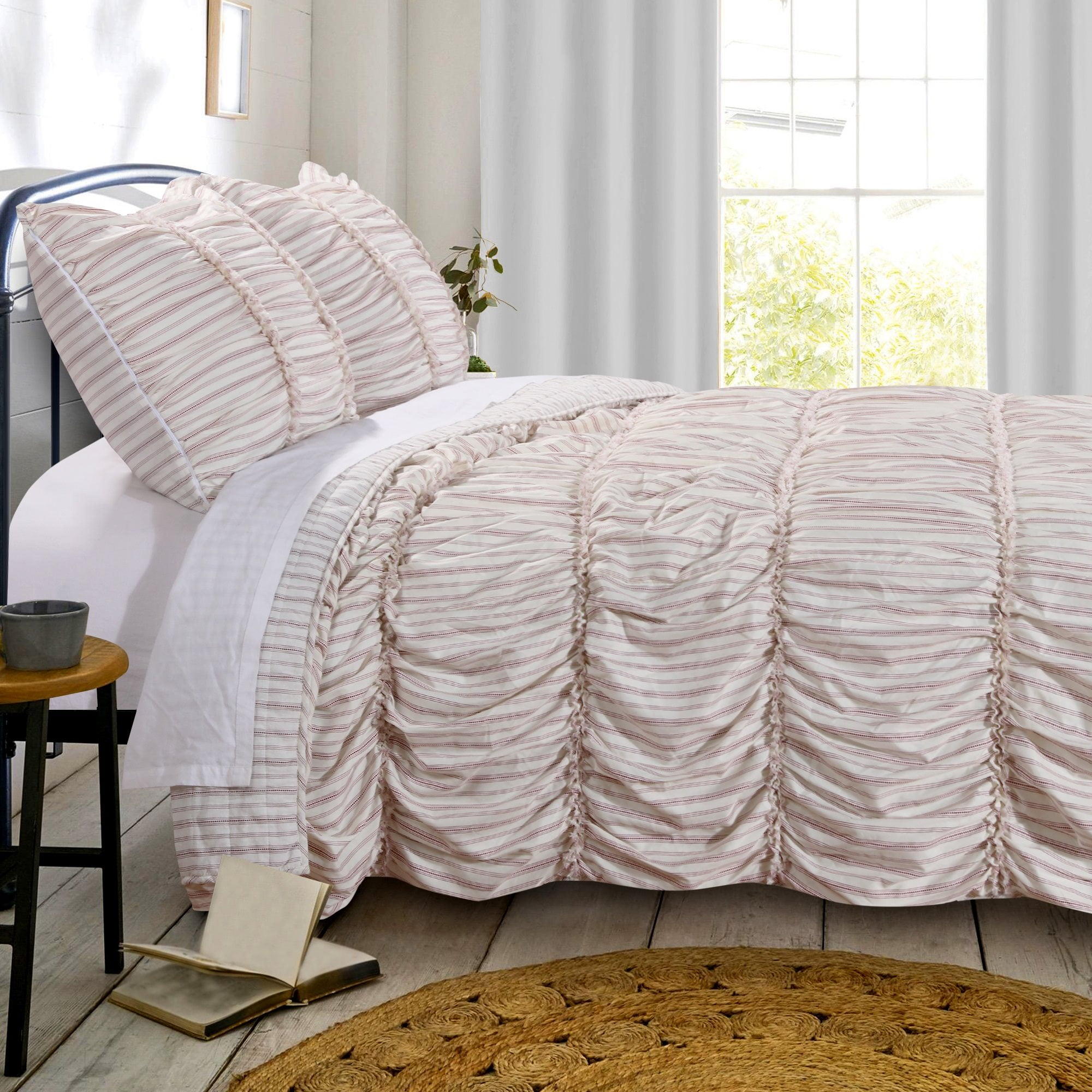 Details about   VHC Brands Farmhouse Twin Ticking Stripe Bed Skirt White Gathered Bedroom Decor 