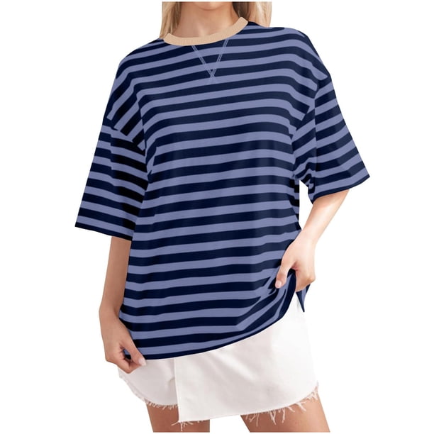 Camiseta de Manga Corta de Cuello Redondo de Impresión Cómoda Casual para las Mujeres, Camisetas Cortas para las Mujeres