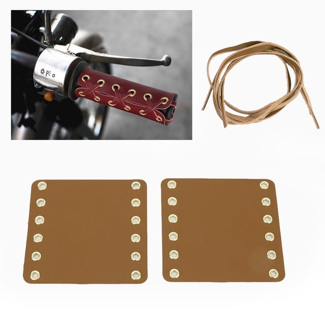 Yctze 2PCS Motorcycle Leather Handlebar Hand Grip Covers Motorcycle Modification Accessories