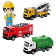 thumbnail image 4 of Gprince Simulation Pull Back Car Engineering Vehicle Fire Truck Environmental Sanitation Alloy Car With Light Music For Kids, 4 of 6