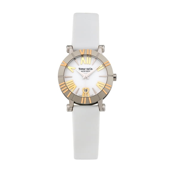 Pre-Owned Tiffany & Co. Women's Atlas 30mm White leather Wristwatch