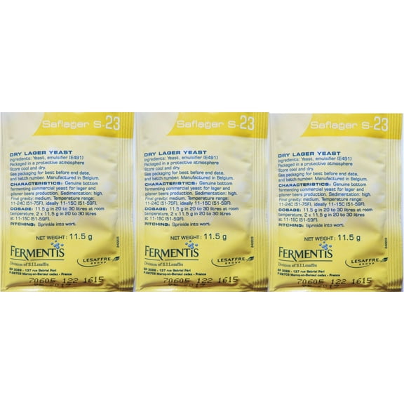 3 Packs Saflager S-23 Dry Beer Yeast (3 X 11.5 Gram Packets)