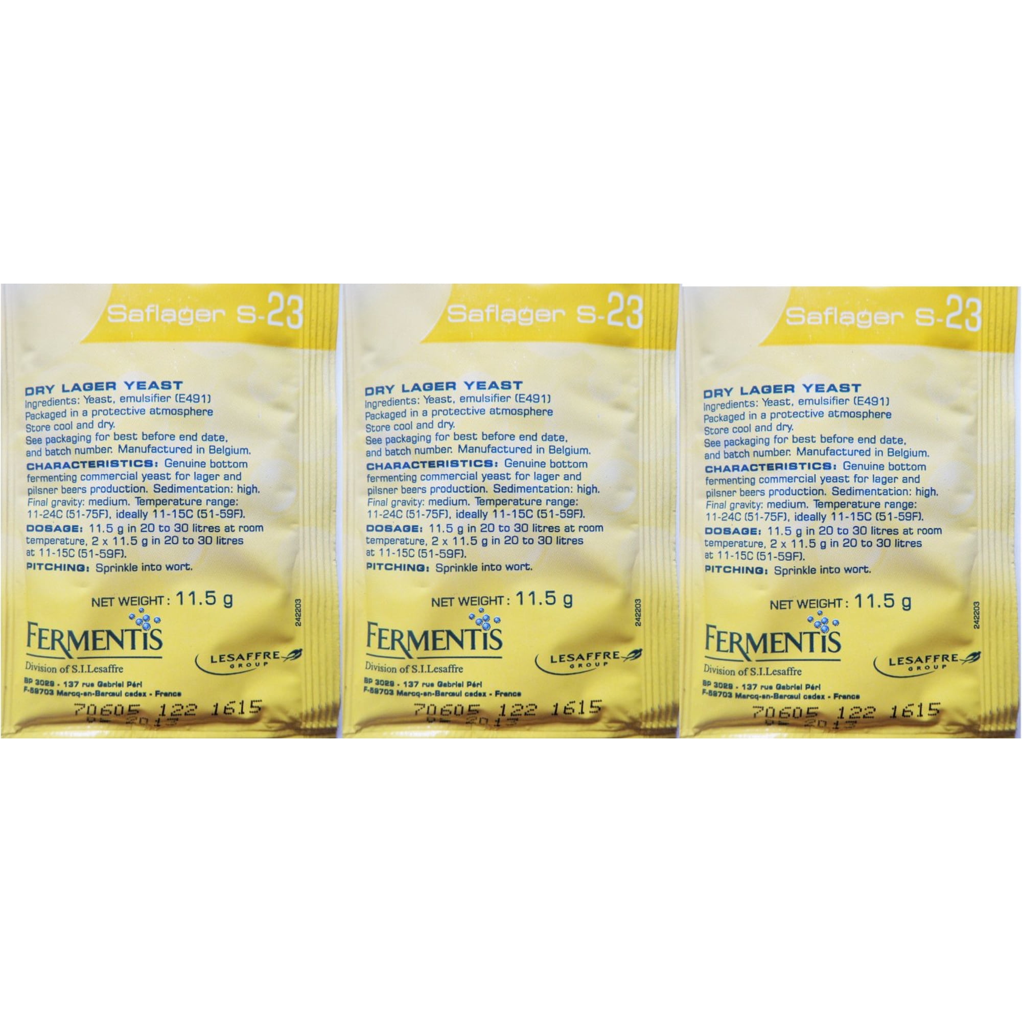 3 Packs Saflager S-23 Dry Beer Yeast (3 X 11.5 Gram Packets)