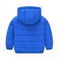 thumbnail image 3 of Otqutp Kids Boys Girls Middle Kids Hooded with Pockets Solid Color Short Cotton Jacket Fall and Winter Thickened Hooded Top Long Sleeve Coat(Blue,7-8 Years), 3 of 8