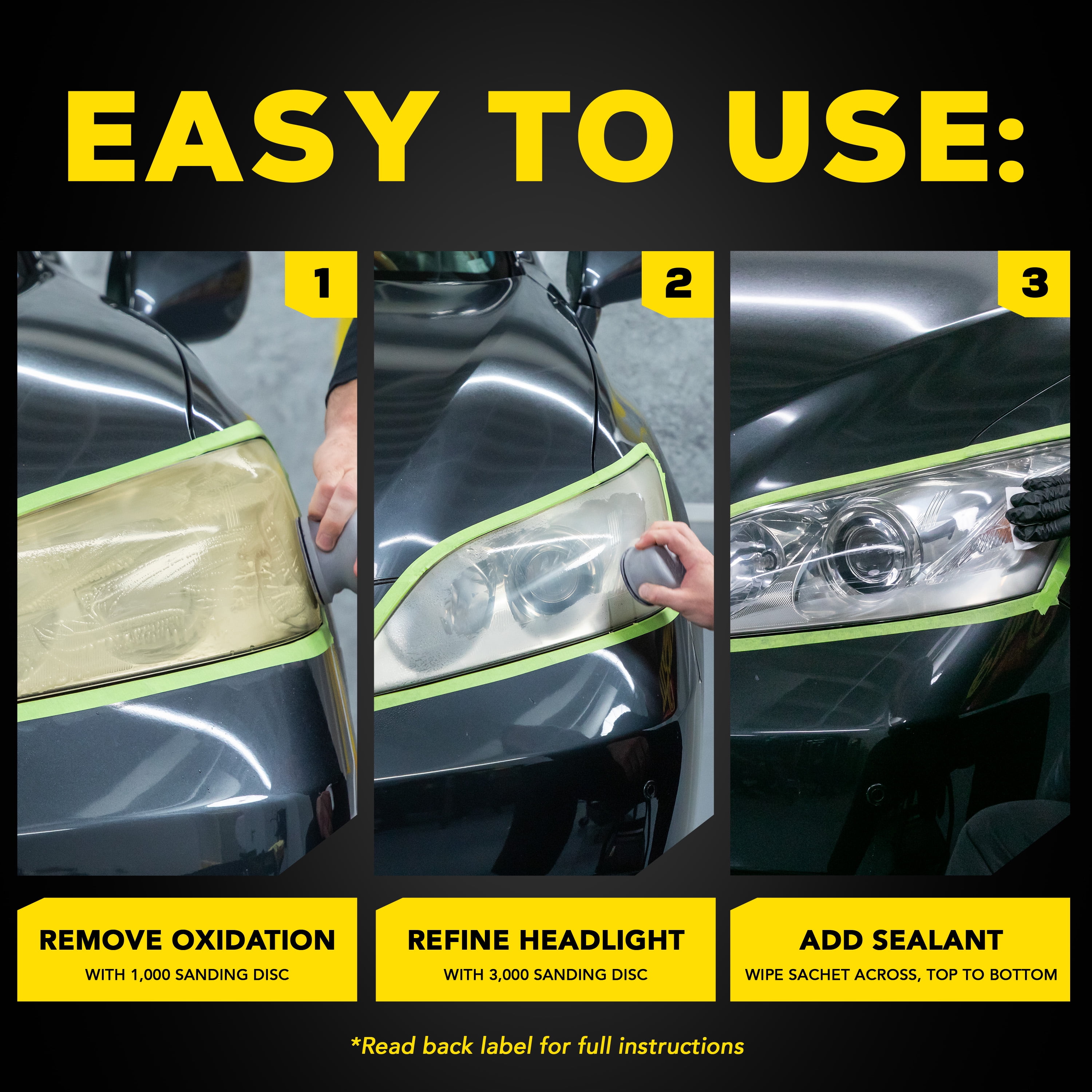 Meguiar's Ultimate Headlight Restoration Kit - Removes Yellowing and Cloudiness from Headlights, G2990