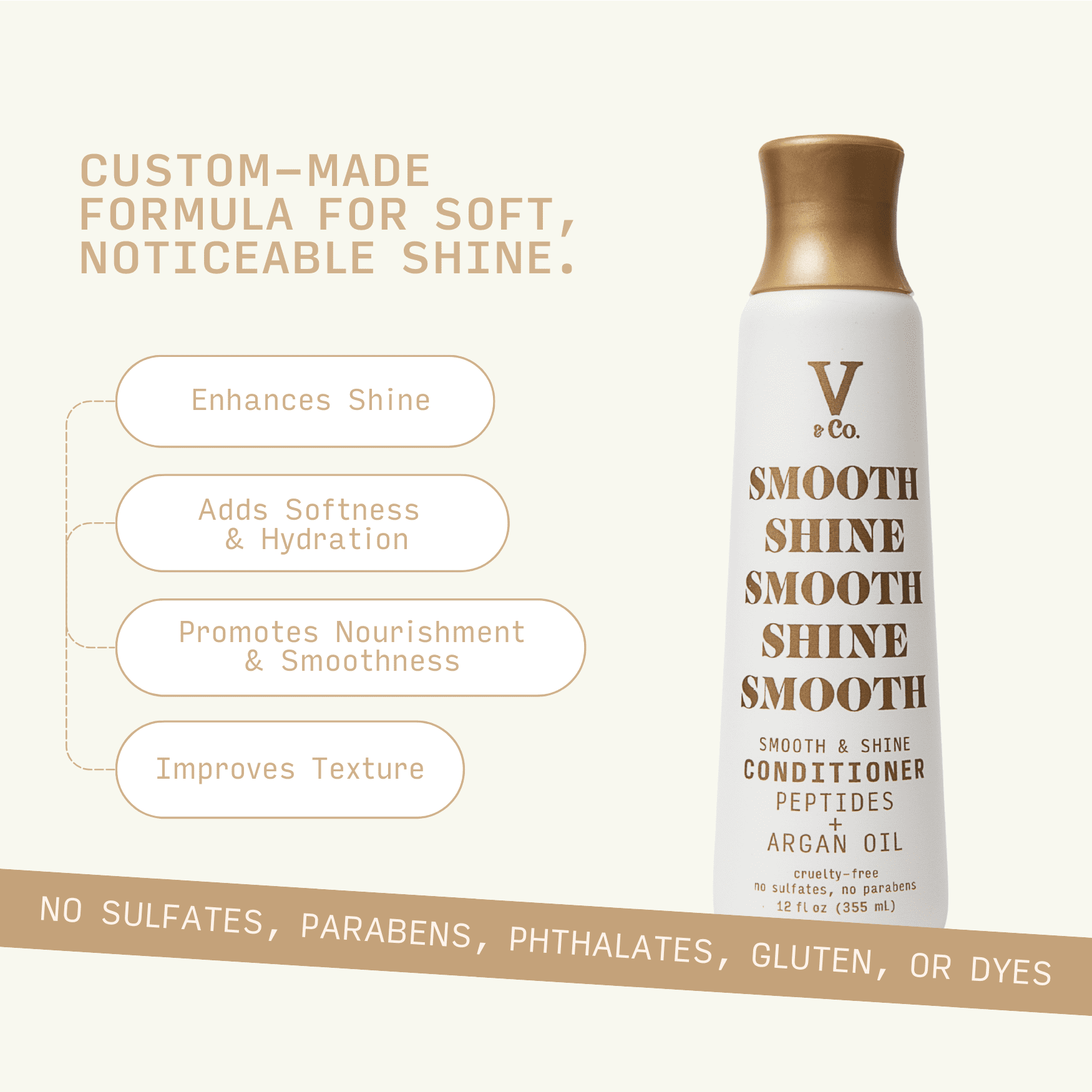 V&Co. Beauty Smooth & Shine Conditioner 12 oz, Squeeze Bottle