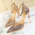 thumbnail image 4 of Sandalias de tacón alto de metal con agujeros para mujer, zapatos de lujo para novia, estilo discoteca, sexys, a la moda, para boda, 4 of 5