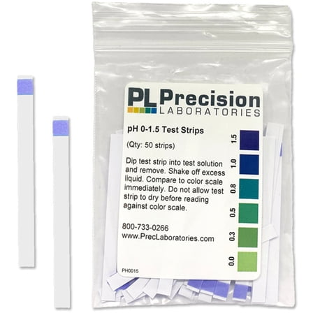 Eisco Labs - pH Test Strips 0-1.5 Range - High Precision Acid Test Kit, Measures in Increments of 0.3 to 1.5 ppm, 50 Strips