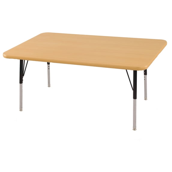 30in x 48in Rectangle Premium Thermo-Fused Adjustable Activity Table Maple/Maple/Black - Toddler Swivel