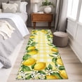 thumbnail image 4 of Yellow Lemon 2'x6' Runner Rugs for Hallway Kitchen Bedside Non Slip Washable, Summer Floral Fruit Leaves Botanical Grid Entryway Rug Runners with Rubber Backing, Long Carpet Runner for Laundry Room, 4 of 8