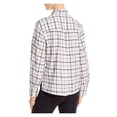 thumbnail image 2 of LA VIE BY REBECCA TAYLOR Womens White Plaid Cuffed Sleeve Collared Button Up Top L, 2 of 2