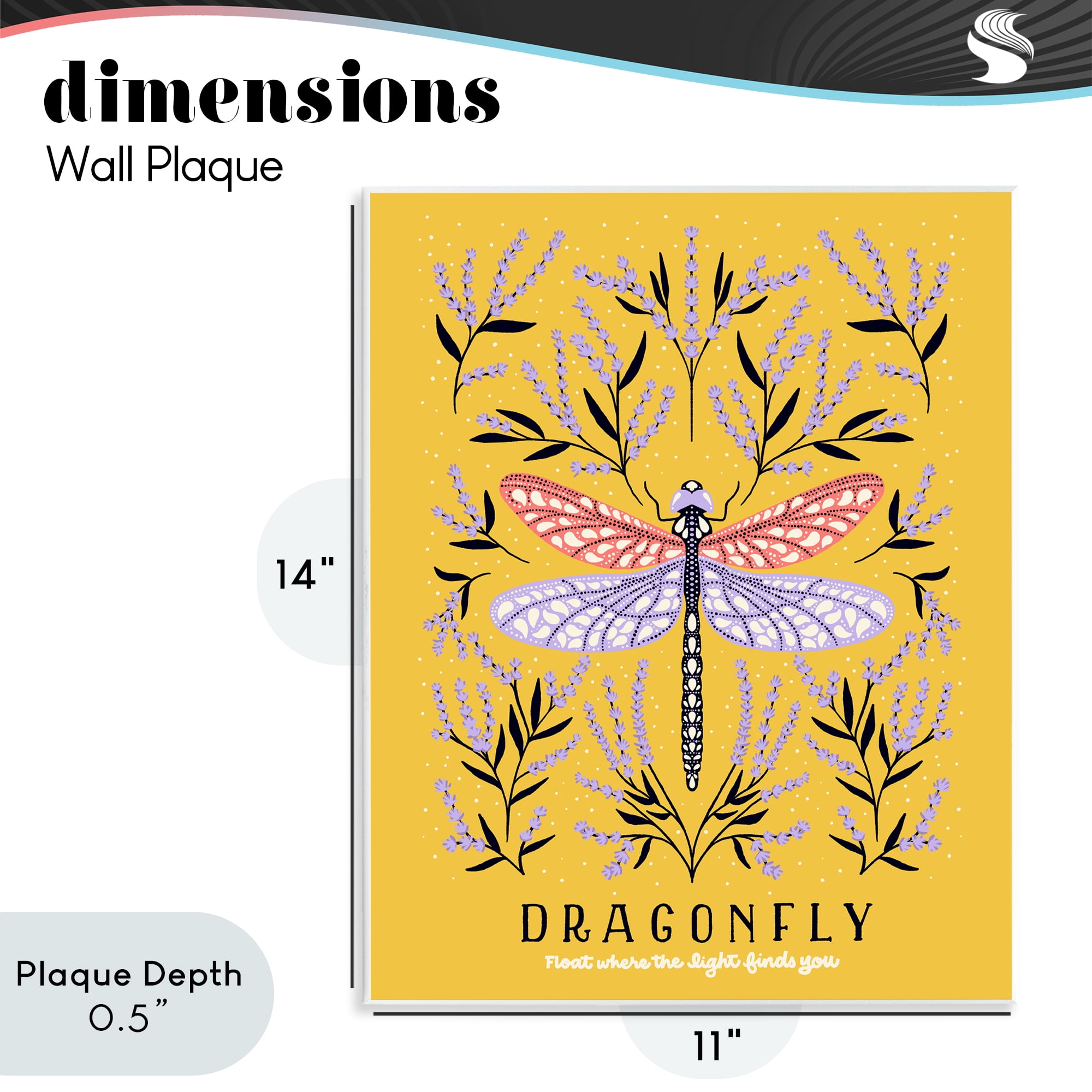 Stupell Industries Dragonfly Symmetry on Yellow Wall Plaque Art, design by Indira Prieto | IndySign