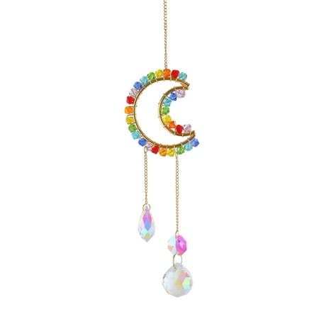 

EDFRWWS Colorful Beads Crystal Light Catching Jewelry for Living Window Room (Moon)