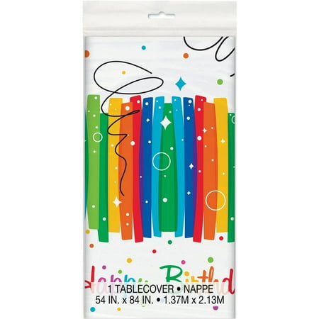- (4 pack) Plastic Rainbow Birthday Party Table Cover, 84