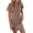 Taupe, variant on Women's Ribbed Striped Short Sleeve Mini Tee Dress 65% rayon 35% polyester Opaque Pocketed Moderate Stretch Comfort