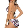 thumbnail image 3 of NICKSUN Ensemble Bikini Imprimé Léopard Violet pour Femmes, Maillots de Bain 2 Pcs, Maillots de Bain Triangle à Ficelles, 3 of 6