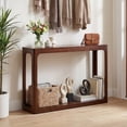 thumbnail image 2 of Gymax 47'' 2-Tier Mid Century Entryway Table w/Storage Shelf Solid Rubber Wood Frame, 2 of 10