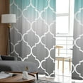 thumbnail image 5 of Sheer Curtains 63 Inches Long, Modern Moroccan Geometric Light Filtering Window Curtains for Living Room, Teal Grey Ombre Morocco Pattern Rod Pocket Voile Sheer Curtain Drapes, 52"W x 63"L, 2 Panels, 5 of 9