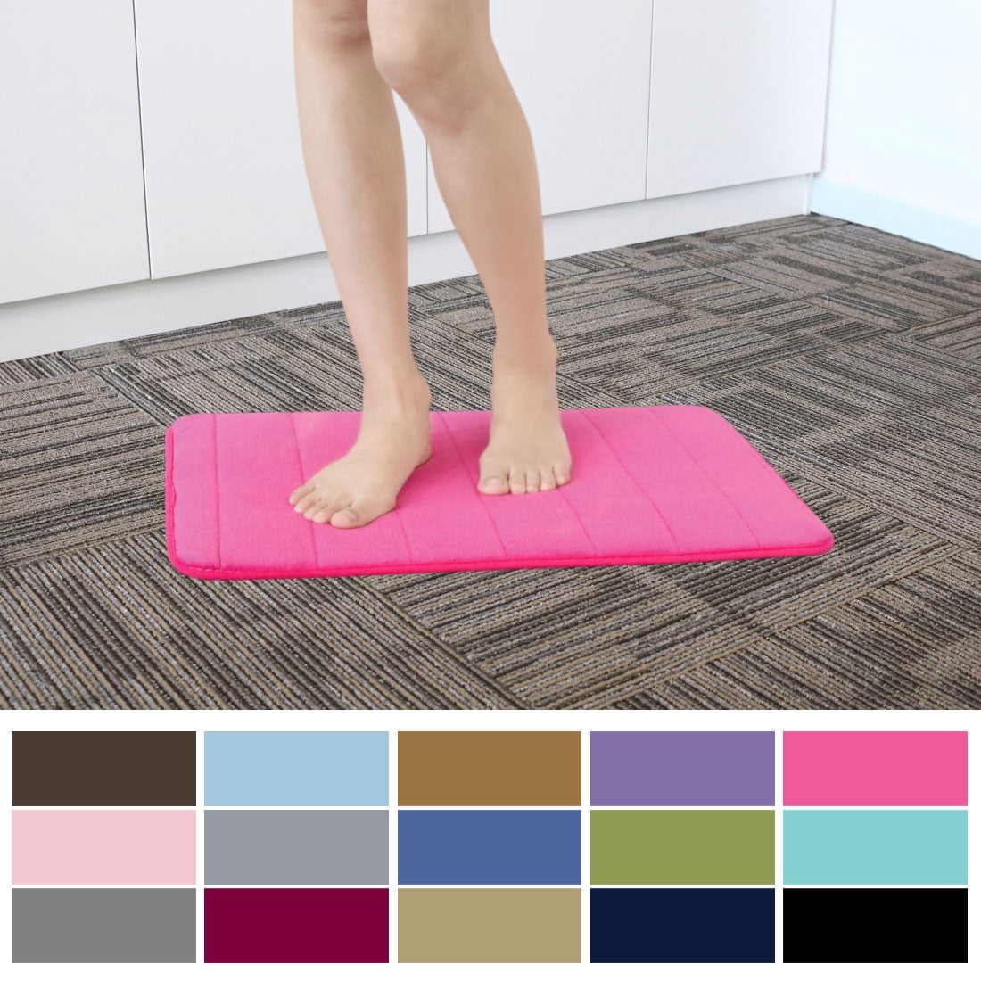 Non-slip Memory Foam Bath Rugs Soft Bathroom Mats Hot Pink - Walmart.com