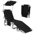 thumbnail image 1 of Patiojoy Foldable Sun Shading Chaise Lounge Chair Adjustable Beach Recliner Black, 1 of 10