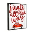 thumbnail image 3 of Stupell Industries Jingle All The Way Holiday Gifts Red Car Driving Graphic Art Jet Black Floating Framed Canvas Print Wall Art, Design by Cecily Moore, 3 of 5