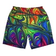 thumbnail image 3 of Uemuo Pride Rainbow Pattern Men's Swim Trunks Hawaiian Beach Bathing Suit Swimsuits Beach Quick-Dry Shorts with Pockets-Large, 3 of 9